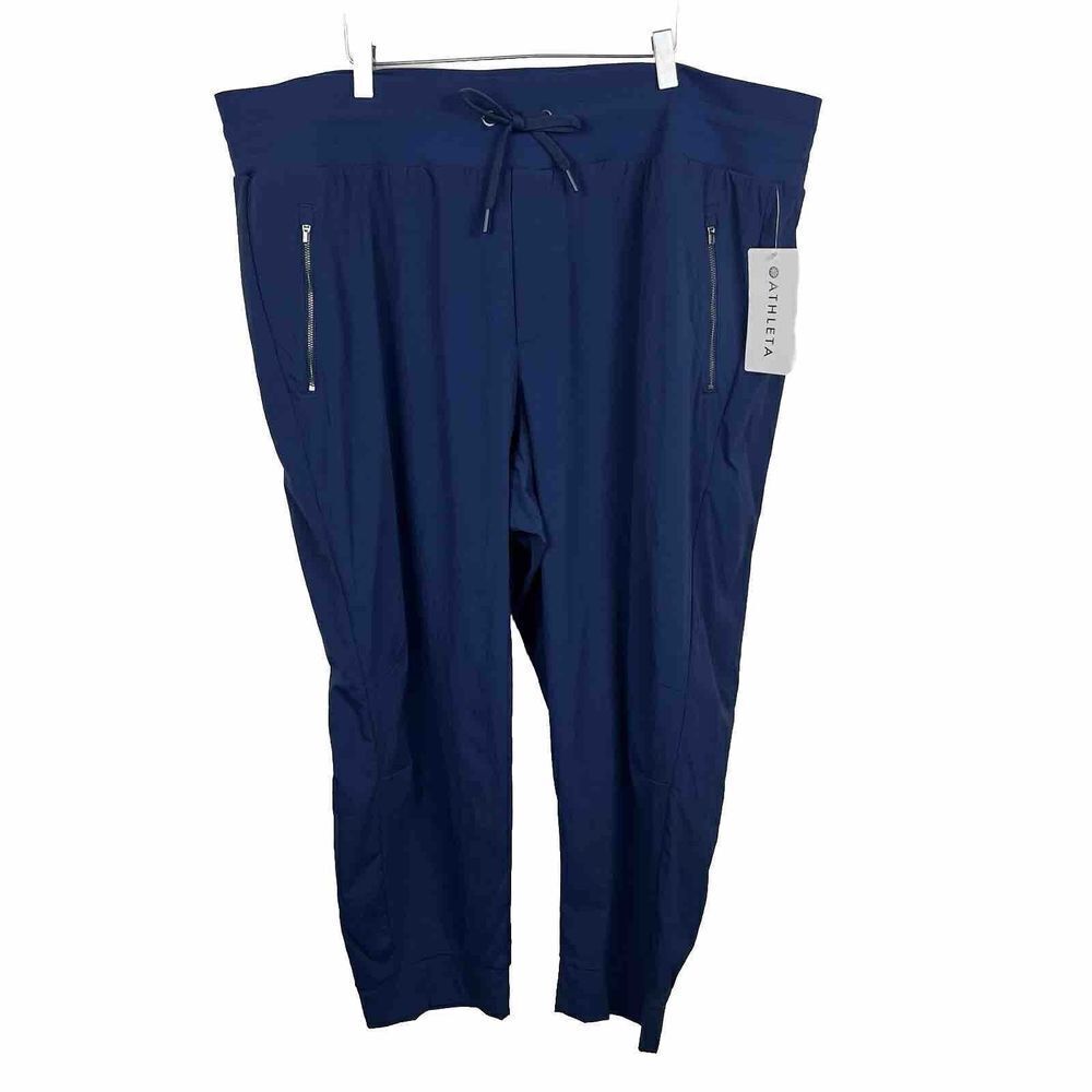 Athleta Pants 24 Womens $89 New Blue Trekkie North Jogger Zip Pockets Drawstring